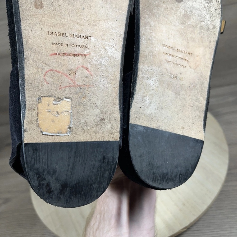 Isabel Marant Sandals Straps Black Maroon Leather Suede Womens Size EU 38 US 8 - Picture 10 of 12